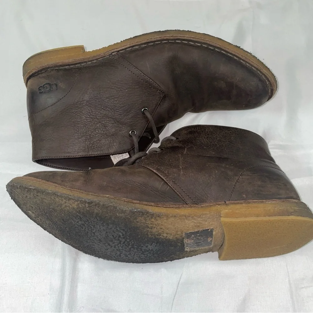UGG Neumel Dark Brown Leather Chukka Boots‎ Mens 12 Lace Up Desert Boots 1105529